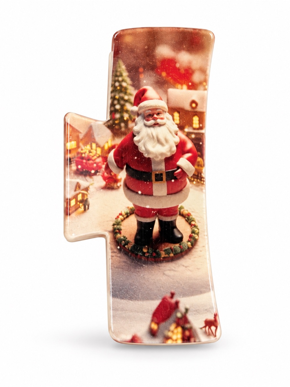 Santa Claus Christmas Tree Vintage Retro Sepia Holiday 4" Lobster Claw Hair Clip